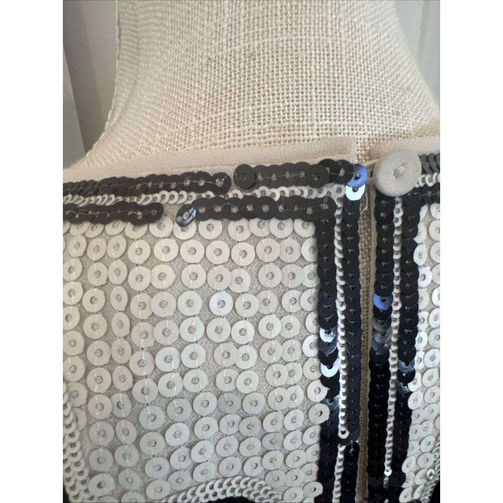 Bcbg Beige With Black Sequin Pattern Sleeveless M… - image 5